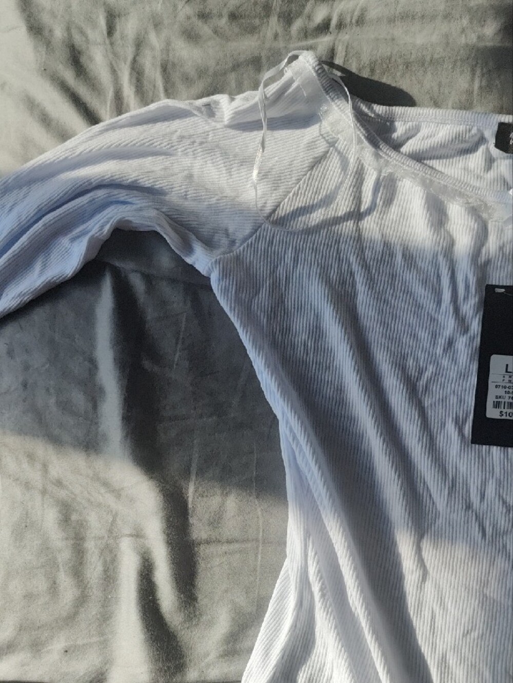 White Ribbed Short-Sleeve Tee - Picture 3 of 8